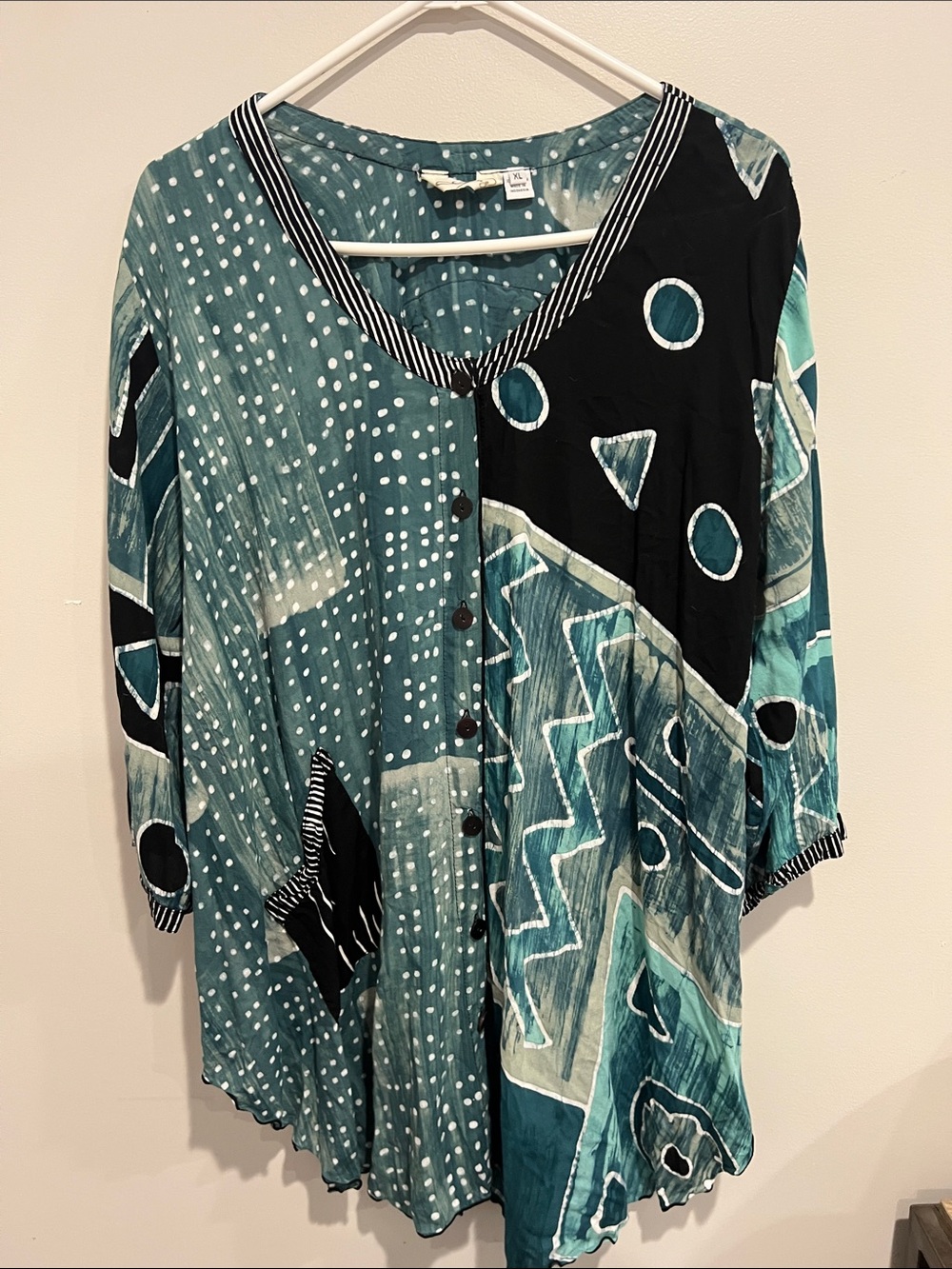 Lyng art to wear rayon tunic women’s XL lagenlook boho artsy